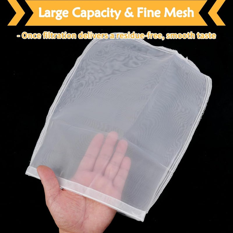Mkobon 4 Pcs 10" x 12" Nut Milk Bag, Fine Mesh Nylon Cheese Cloth Bag for Straining, Reusable Strainer Bags for Almond Milk, Yogurt, Juice, Cheese Making, Cold Brew Coffee, Beer Tea - Image 5