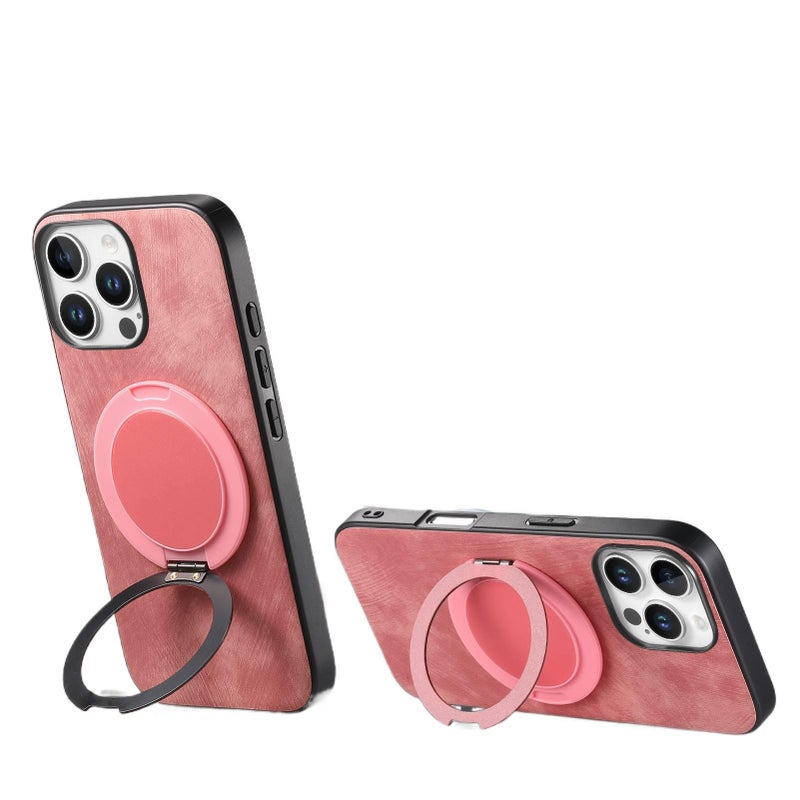 MS Leather Texture MagSafe Case for iPhone 17 / 17 Air / 17 Pro / 17 Pro Max with Rotating Magnetic Ring and 360° Kickstand plus Shockproof plus Anti-Fingerprint in Green - Image 5