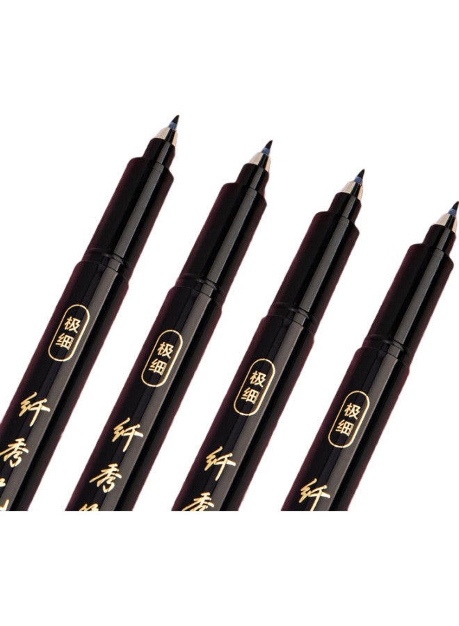 Deli Black Ultra-Fine Brush Pen, Elegant Brush Pen, Calligraphy Practice Pen, Soft Brush Signature Pen For Students And Adults, Calligraphy Practice Pen, Back-To Gift, 12 Pens/Box, Father'S Day - Image 1