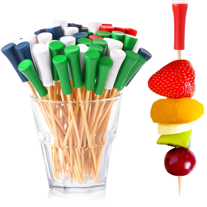 500 Pcs 47 Inch Golf Tee Picks for Appetizers Golf Toothpicks Decorative Golf End Sports Bamboo Fruit Sandwich Cocktail Picks for Golf Party Decoration Supplies Catered Events Multicolor