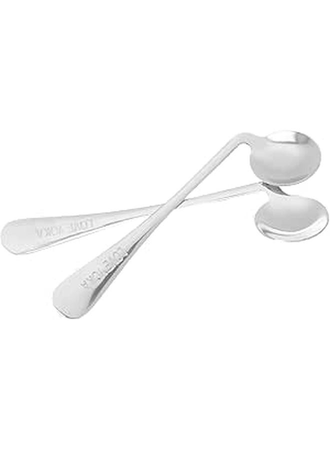 2Pcs Adaptive Utensils Set For Seniors Ergonomic Handle Self Feeding Aids Silver - Image 1