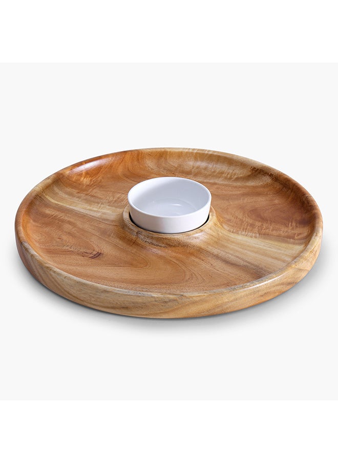 Home Box Albero Round Platter with Ceramic Bowl 30x5.5x30 cm  - Image 2