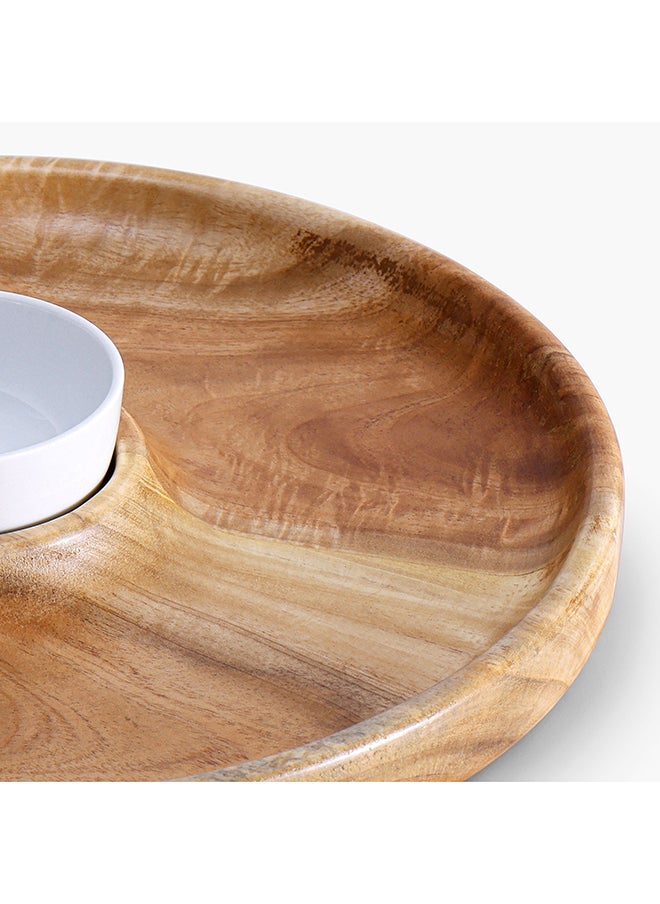Home Box Albero Round Platter with Ceramic Bowl 30x5.5x30 cm  - Image 3