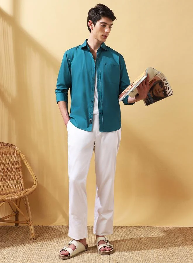 دينيس لينغو تيشيرت رجالي بوبلين سادة بأزرار مقاس عادي