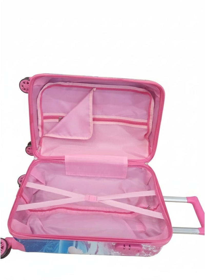 Kids Rolling Suitcase with Frozen Theme, Pink and Blue, 4 Spinner Wheels, Hardshell Luggage - Image 3