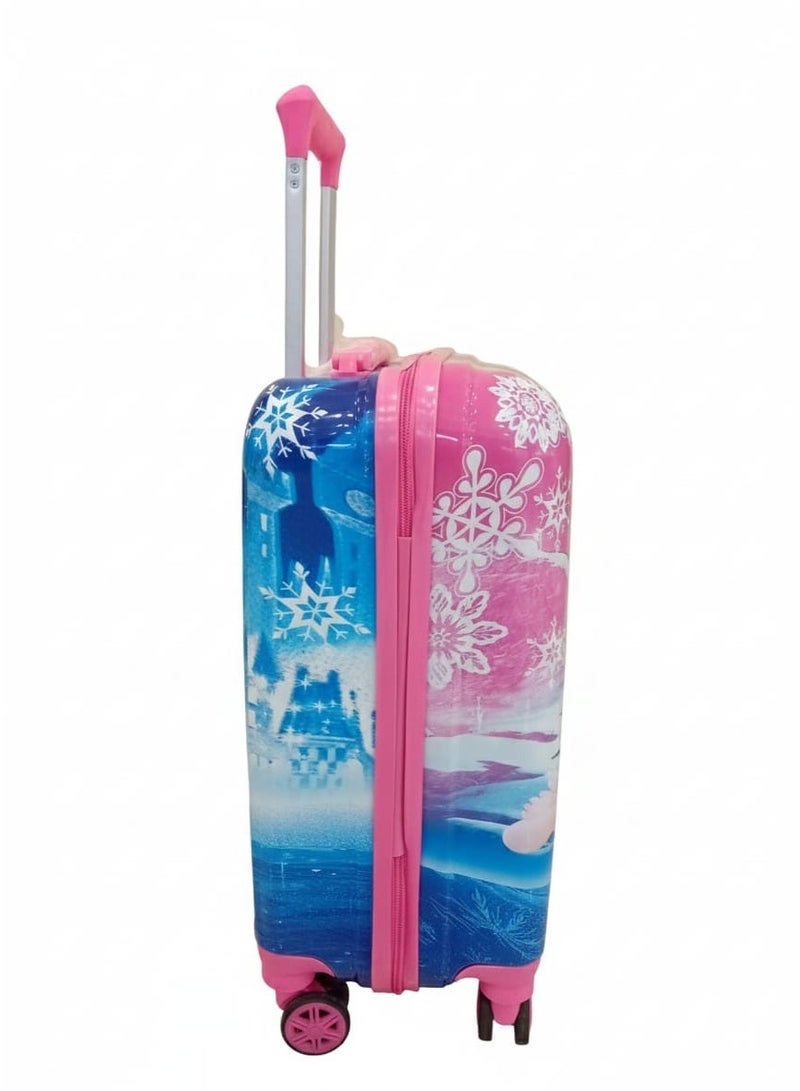 Kids Rolling Suitcase with Frozen Theme, Pink and Blue, 4 Spinner Wheels, Hardshell Luggage - Image 2