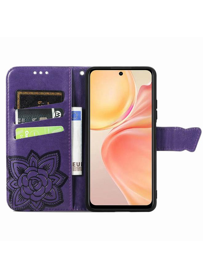 Zaboon Case for infinix Smart 9 Butterfly Love Flower Embossed Leather Phone Case - Image 3
