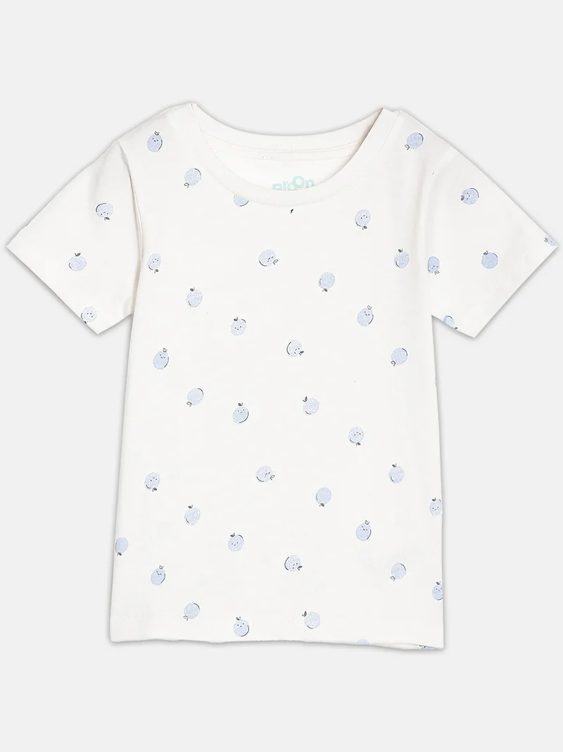 Broon Broon Infant Boys White and Light Blue Printed Organic Cotton T-shirt with Shorts Set