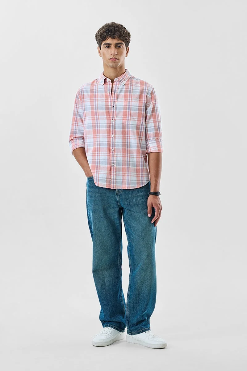 SNITCH Linen Blend Checks Regular Fit Shirt