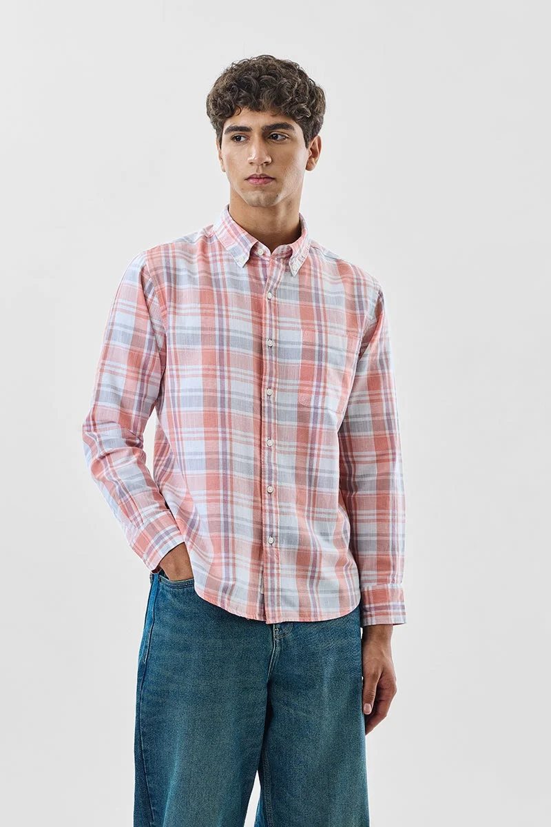 SNITCH Linen Blend Checks Regular Fit Shirt