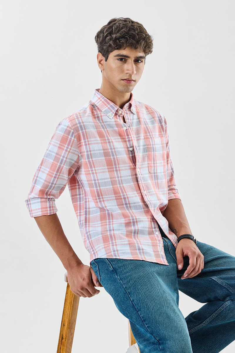 سنيتش قميص كتان كاروهات بقصة عادية