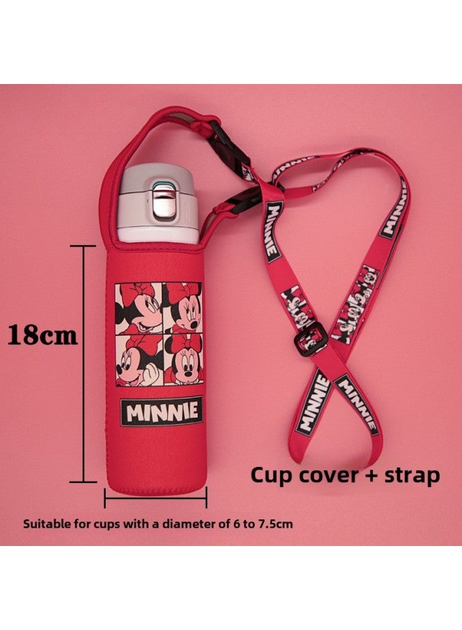 Universal Crossbody Strap Glass Cup Water Bottle Protective Sleeve Insulated Cover Anti-scalding Anti-fall Heat Insulation Bag-Color:Medium Minnie Red ]-Capacity:501-600ml - Image 1