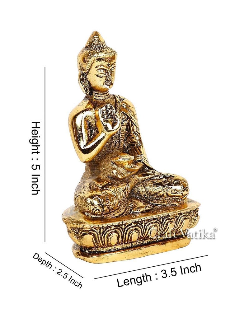 CraftVatika Lord Buddha Idol Statue showpiece for Spiritual & Festive Decor Gift | Metal Figure for Living Bed Room Table Top Diwali Decoration Items & Gifting, Gold - Image 5