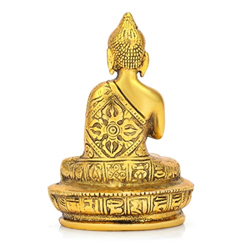 CraftVatika Lord Buddha Idol Statue showpiece for Spiritual & Festive Decor Gift | Metal Figure for Living Bed Room Table Top Diwali Decoration Items & Gifting, Gold - Image 3