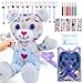 DRAWMYTOY Stuffed Animal Coloring Plush Toy with 20 Washable Markers Laser Holographic Backpack Road Trip Car Game Writing Painting Set for Girls Doodle Dolls Kids Ages 36 BirthdayBlue Bear - Image 2