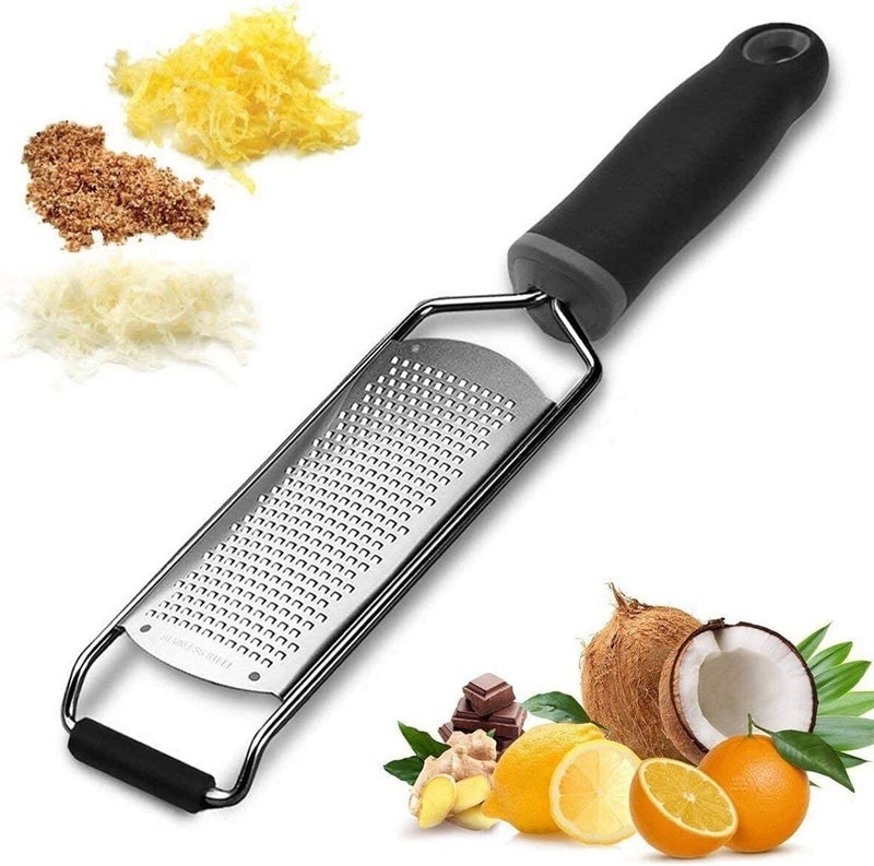 TASKHOUSE Lemon Zester Razor Sharp Stainless Steel Blade Grater for Cheese, Ginger, Garlic, Chocolate, Vegetables & Fruits (Black) - Image 1