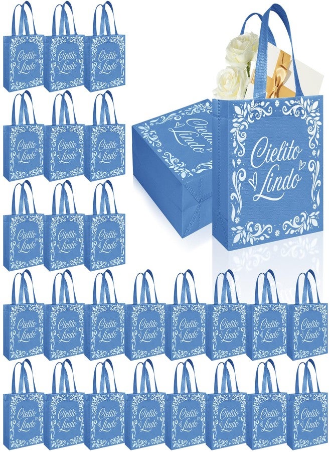 Stuffygreenus 50 Pcs Cielito Lindo Party Favor Bags Reusable Blue Mexican Gift Bags Non Woven Platos De Barro Mexicanos Candy Bag Cinco De Mayo Goodie Bags with Handles for Fiesta Mexican Baby Shower Party Favors - Image 1