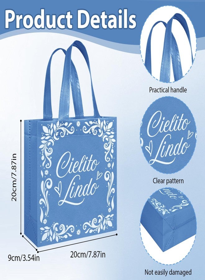 Stuffygreenus 50 Pcs Cielito Lindo Party Favor Bags Reusable Blue Mexican Gift Bags Non Woven Platos De Barro Mexicanos Candy Bag Cinco De Mayo Goodie Bags with Handles for Fiesta Mexican Baby Shower Party Favors - Image 3