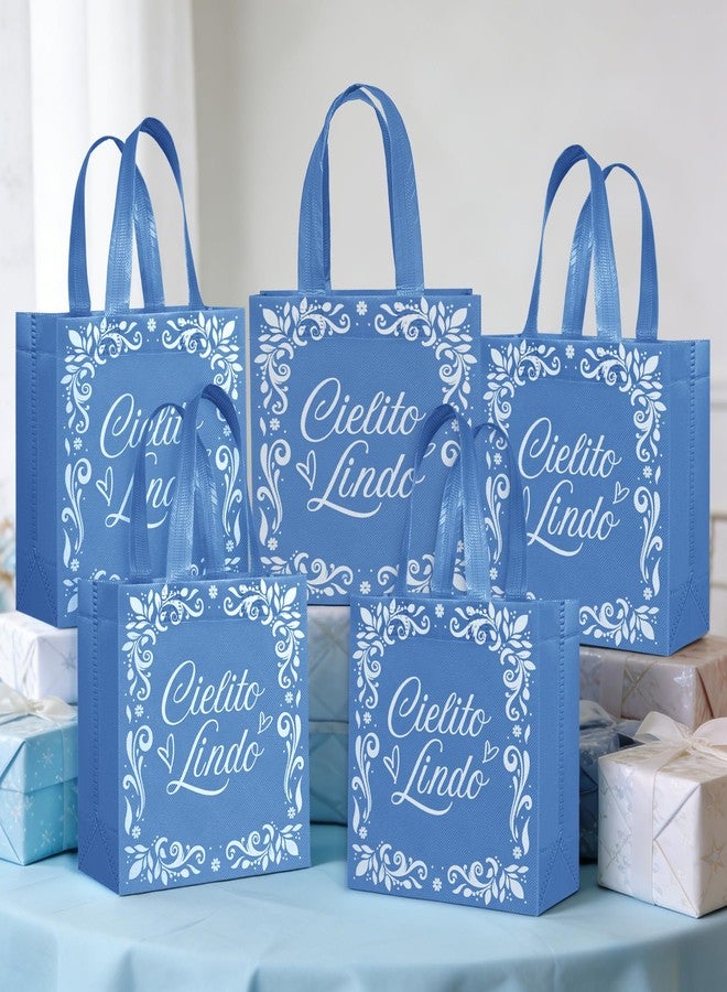 Stuffygreenus 50 Pcs Cielito Lindo Party Favor Bags Reusable Blue Mexican Gift Bags Non Woven Platos De Barro Mexicanos Candy Bag Cinco De Mayo Goodie Bags with Handles for Fiesta Mexican Baby Shower Party Favors - Image 2