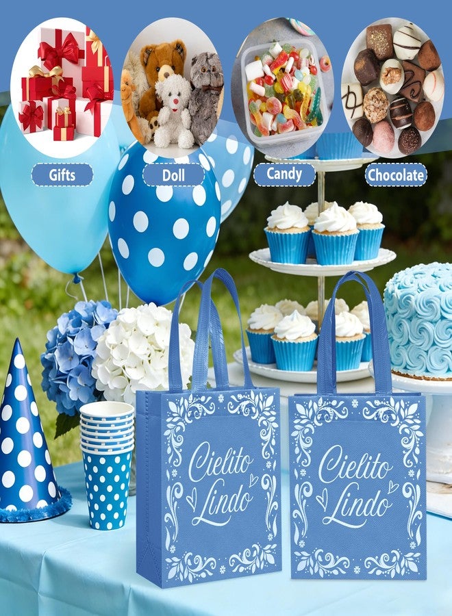 Stuffygreenus 50 Pcs Cielito Lindo Party Favor Bags Reusable Blue Mexican Gift Bags Non Woven Platos De Barro Mexicanos Candy Bag Cinco De Mayo Goodie Bags with Handles for Fiesta Mexican Baby Shower Party Favors - Image 5