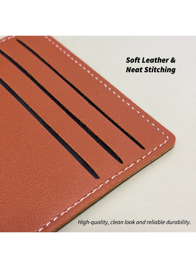 Slim Leather RFID Blocking Card Holder Wallet with Clear ID Window - Ultra Thin Minimalist Pocket Card Case for Men & Women (Brown) - Image 4
