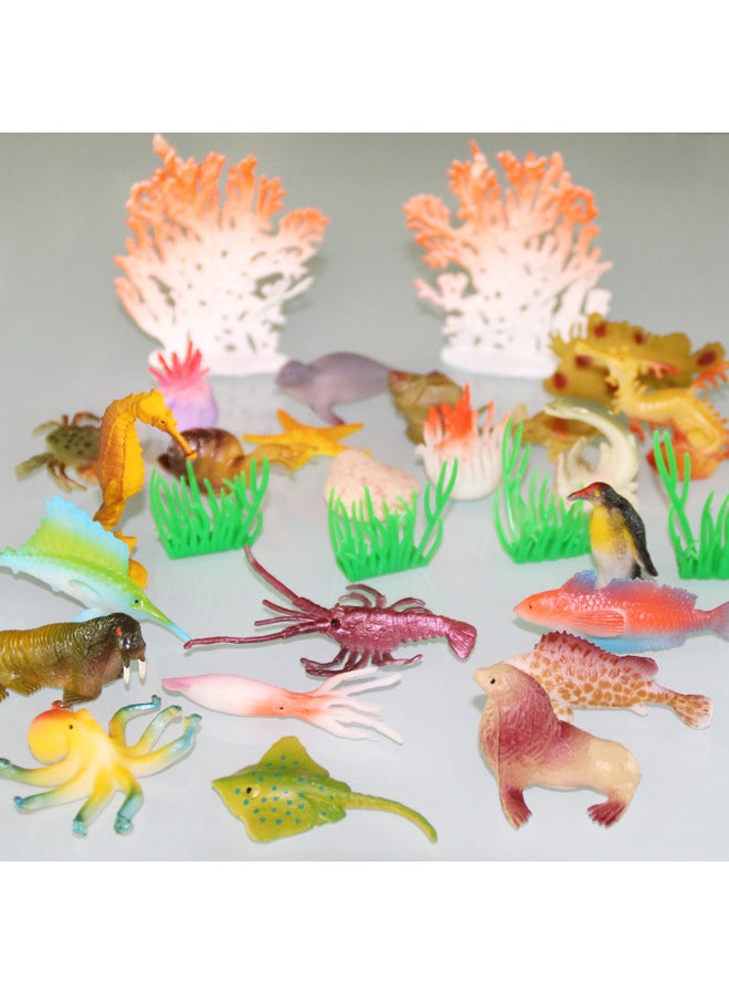 Hot Soft Glue 50 Simulation Ocean Toy Model Submarine Toy Animal Model-Color:24 Marine Animals +2 Corals - Image 3