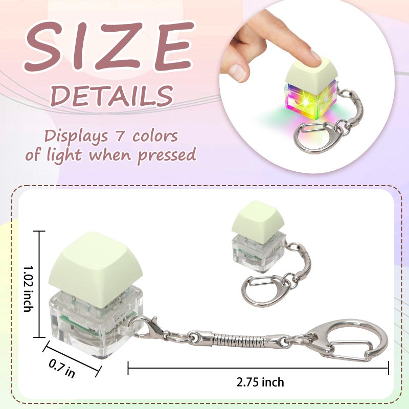 Cozymate Keyboard Fidget Toys for Adults Keyboard Clicker with LED Light Keychain Fidget Sensory Fun Toys for Anxiety Decompression (Green, 1P) - Image 2