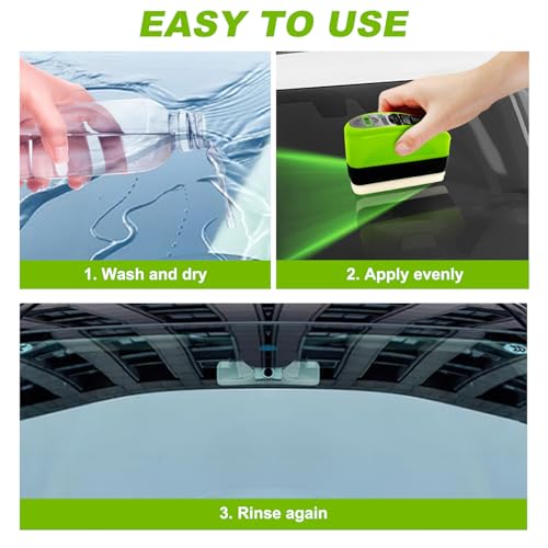 WANGXYZ 2Pcs Automotive Oil Film Cleaning Brush,Reusable Oil Film Cleaning Brush,Glass Cleaning Board,Oil Film Cleaning Brush,Car Glass Oil Film Cleaner for Windshield Improves Clarity and Visibility, Green - Image 4