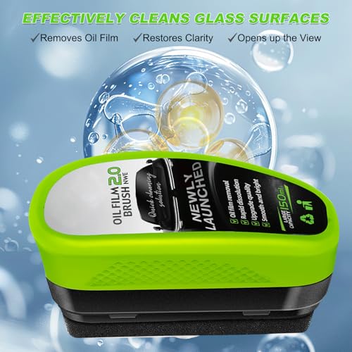 WANGXYZ 2Pcs Automotive Oil Film Cleaning Brush,Reusable Oil Film Cleaning Brush,Glass Cleaning Board,Oil Film Cleaning Brush,Car Glass Oil Film Cleaner for Windshield Improves Clarity and Visibility, Green - Image 2