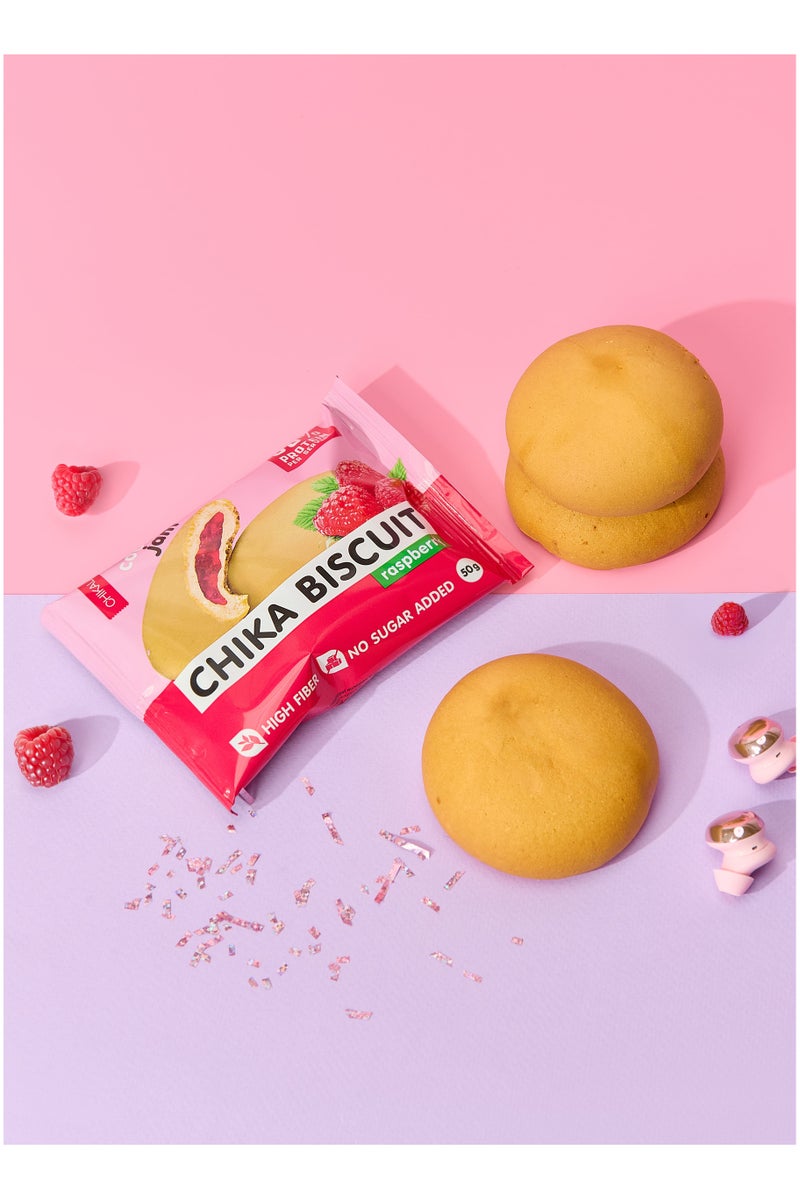 Chikalab Chika Biscuit Protein Cookie with Jam Filling Raspberry Flavor High Fiber and No Sugar Added 9x50g - Image 3