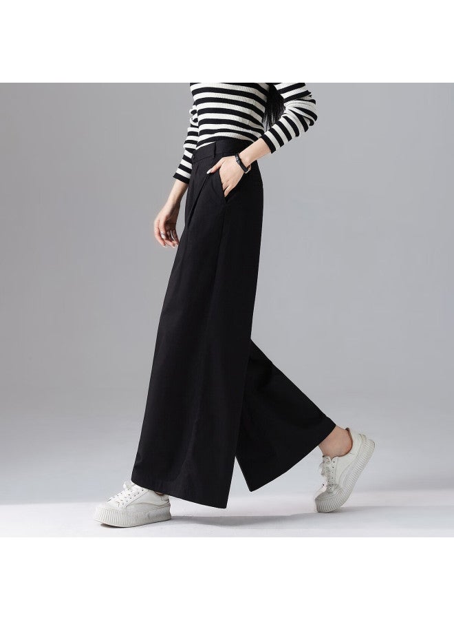 dme Demnaspring High-density Velvet Cotton Brushed Wide Leg Pants Fashionable Rolled Hem Cuffs Women's Casual Pants - Image 1