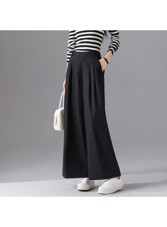 dme Demnaspring High-density Velvet Cotton Brushed Wide Leg Pants Fashionable Rolled Hem Cuffs Women's Casual Pants - Image 2