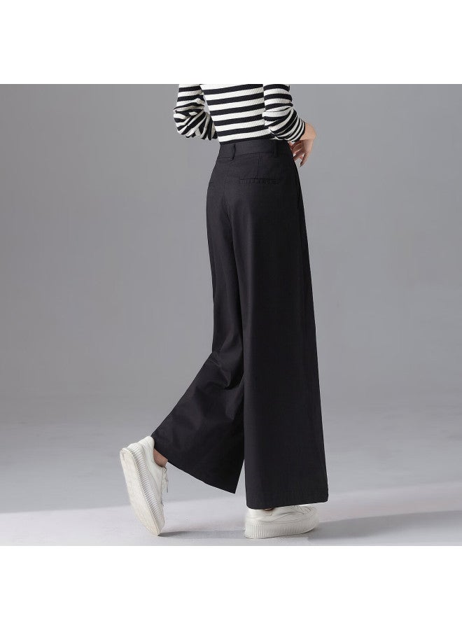 dme Demnaspring High-density Velvet Cotton Brushed Wide Leg Pants Fashionable Rolled Hem Cuffs Women's Casual Pants - Image 5