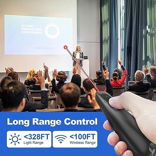 VIBOTON Laser Pointer, Wireless Presentation Clicker, PPT Presenter Slide Changer Controller with Receiver, Battery Indicator for Mac, PC, Laptop, Windows, Google Slide Changer - (2 Year Warranty) - Image 4