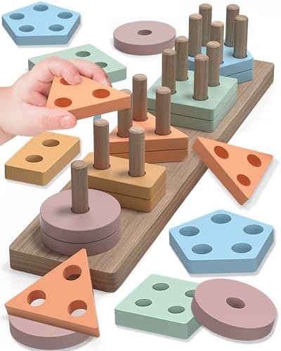 Tonberless Montessori Toys for 1 2 3 Year Old Boy Girl Toys for Ages 24 Toddlers Kids Baby 1 2 Year Old Birthday Gifts Wooden Learning Puzzles Easter Basket Stuffers Toys for Toddlers 13 - Image 1
