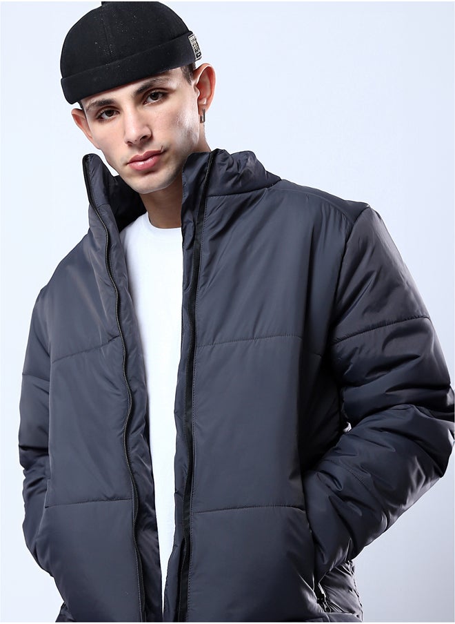 RAVIN Full Zipper Dark Grey Coziness Puffer Jacket  - Image 4