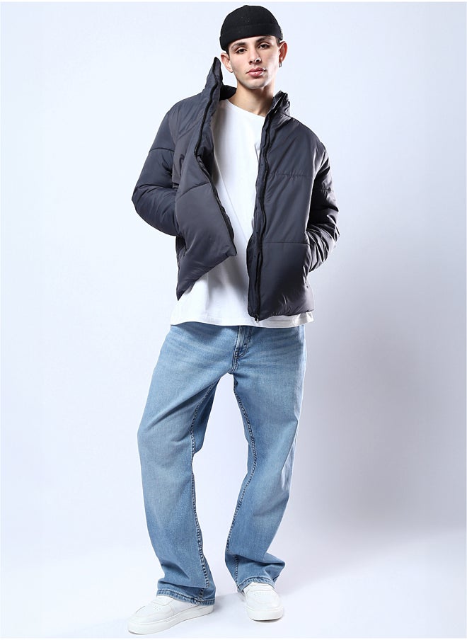 RAVIN Full Zipper Dark Grey Coziness Puffer Jacket  - Image 5