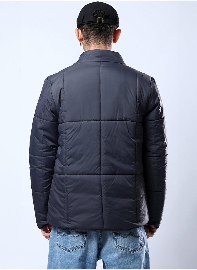 RAVIN Full Zipper Dark Grey Coziness Puffer Jacket  - Image 3