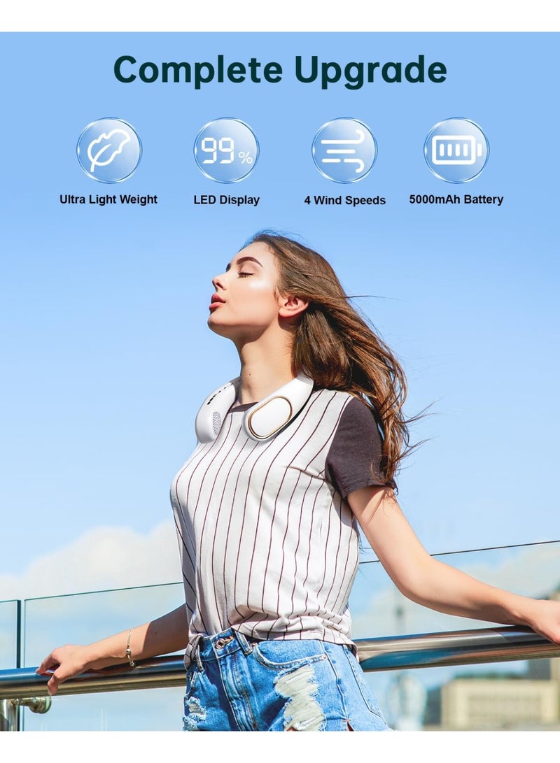 general Neck Fan Rechargeable - 5000mAh Portable Neck Fan with Digital Display, 4 Speeds 75% Stronger Cooling, Hands-Free Personal Fan for Women/Men/Kids, Type-C Fast Charge, Gift-Ready Packaging,Sky blue - Image 5