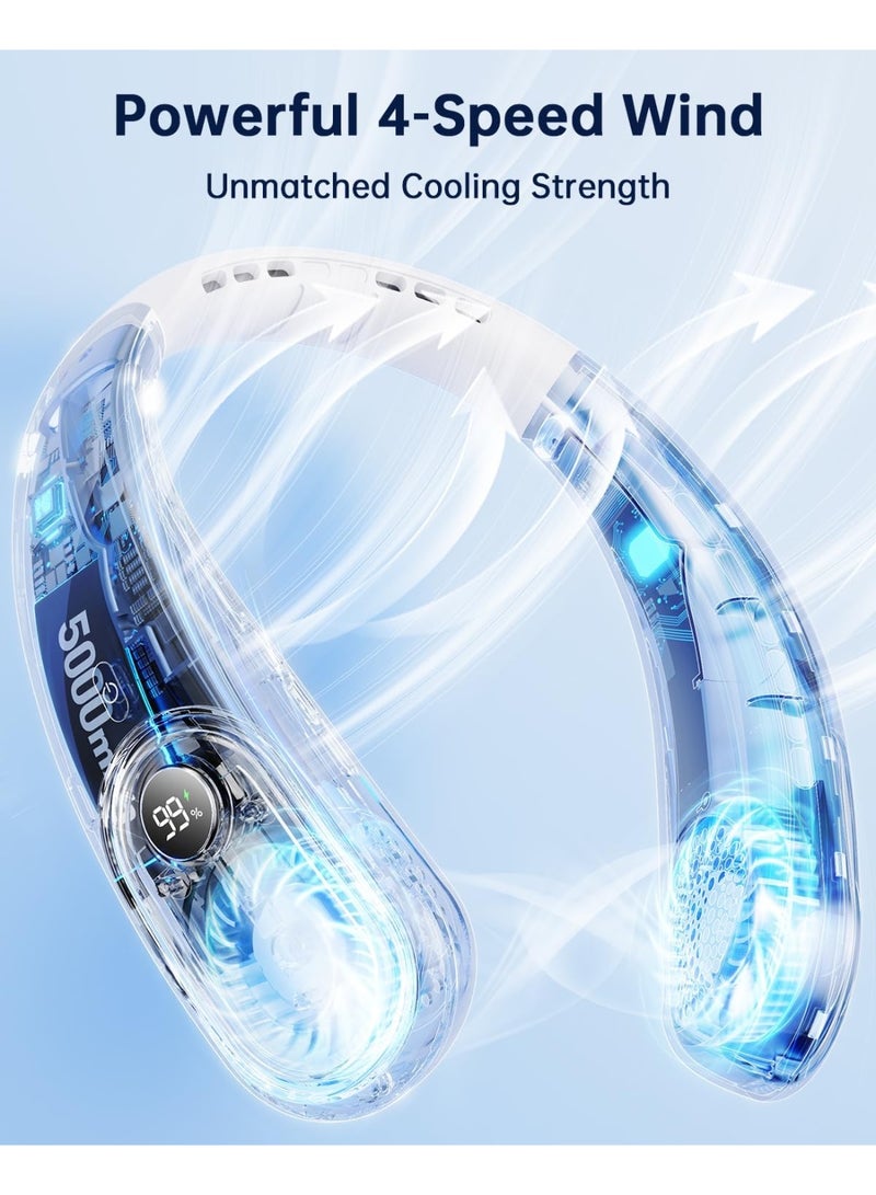 general Neck Fan Rechargeable - 5000mAh Portable Neck Fan with Digital Display, 4 Speeds 75% Stronger Cooling, Hands-Free Personal Fan for Women/Men/Kids, Type-C Fast Charge, Gift-Ready Packaging,Sky blue - Image 3