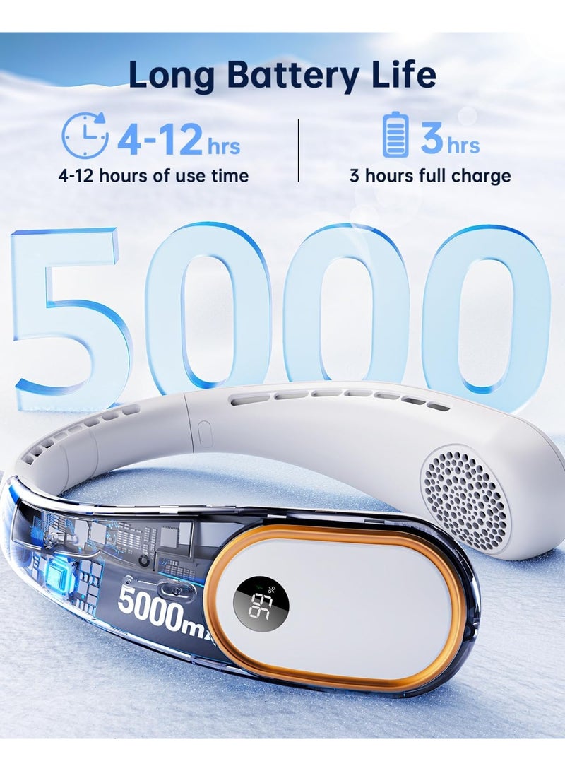 general Neck Fan Rechargeable - 5000mAh Portable Neck Fan with Digital Display, 4 Speeds 75% Stronger Cooling, Hands-Free Personal Fan for Women/Men/Kids, Type-C Fast Charge, Gift-Ready Packaging,Sky blue - Image 2
