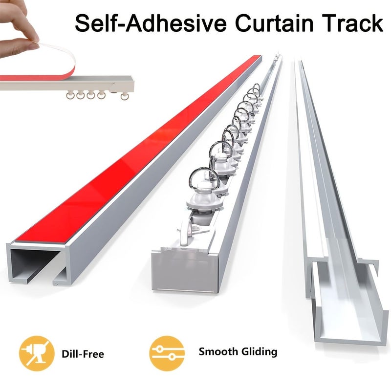 White 500cm Self Adhesive Curtain Track No Drilling Required For Bathroom And Home Dormitory - Image 1