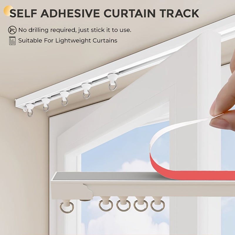 White 500cm Self Adhesive Curtain Track No Drilling Required For Bathroom And Home Dormitory - Image 2