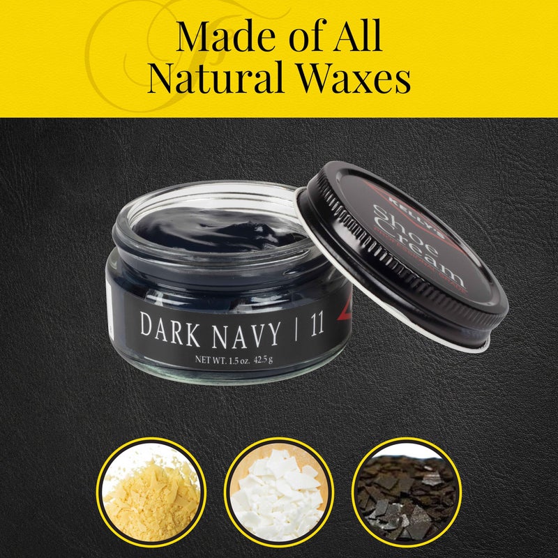 KELLYS Kelly's Dark Navy Shoe Polish 1.5 oz - Professional Leather Shoe Cream - Image 3