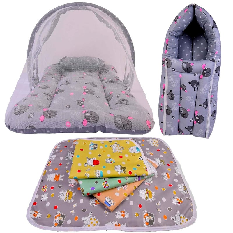 Kwitchy New Born Baby Bedding Set Combo Permium Sleeping Essential Items for Unisex Babies Grey 06 Months 3PCS Set - Image 1