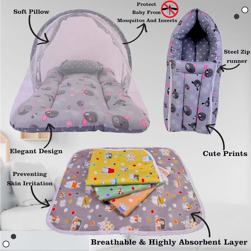 Kwitchy New Born Baby Bedding Set Combo Permium Sleeping Essential Items for Unisex Babies Grey 06 Months 3PCS Set - Image 2