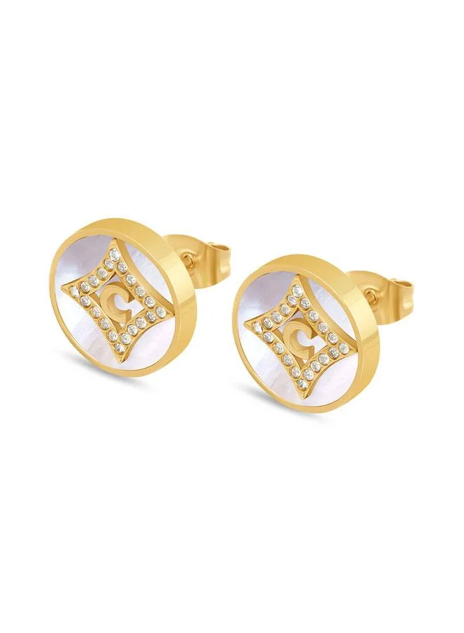 CERRUTI 1881 Tessa Gold Plated Stainless Steel Stud Earrings for Women 12mm
