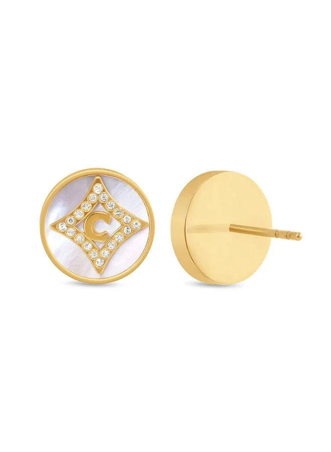 CERRUTI 1881  Tessa Gold Plated Stainless Steel Stud Earrings for Women 12mm for Women | Best Price UAE