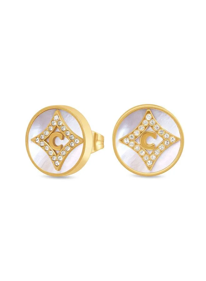 CERRUTI 1881 Tessa Gold Plated Stainless Steel Stud Earrings for Women 12mm