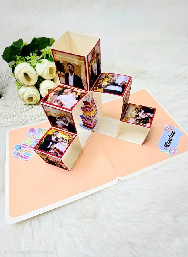 US IDEAL CRAFT بطاقة معايدة ثلاثية الأبعاد منبثقة قابلة للتخصيص من US IDEAL CRAFT لعيد ميلاد سعيد مع ظرف للزوج والزوجة والصديق (قطعة واحدة) مع صورة (10 صور) - Image 4